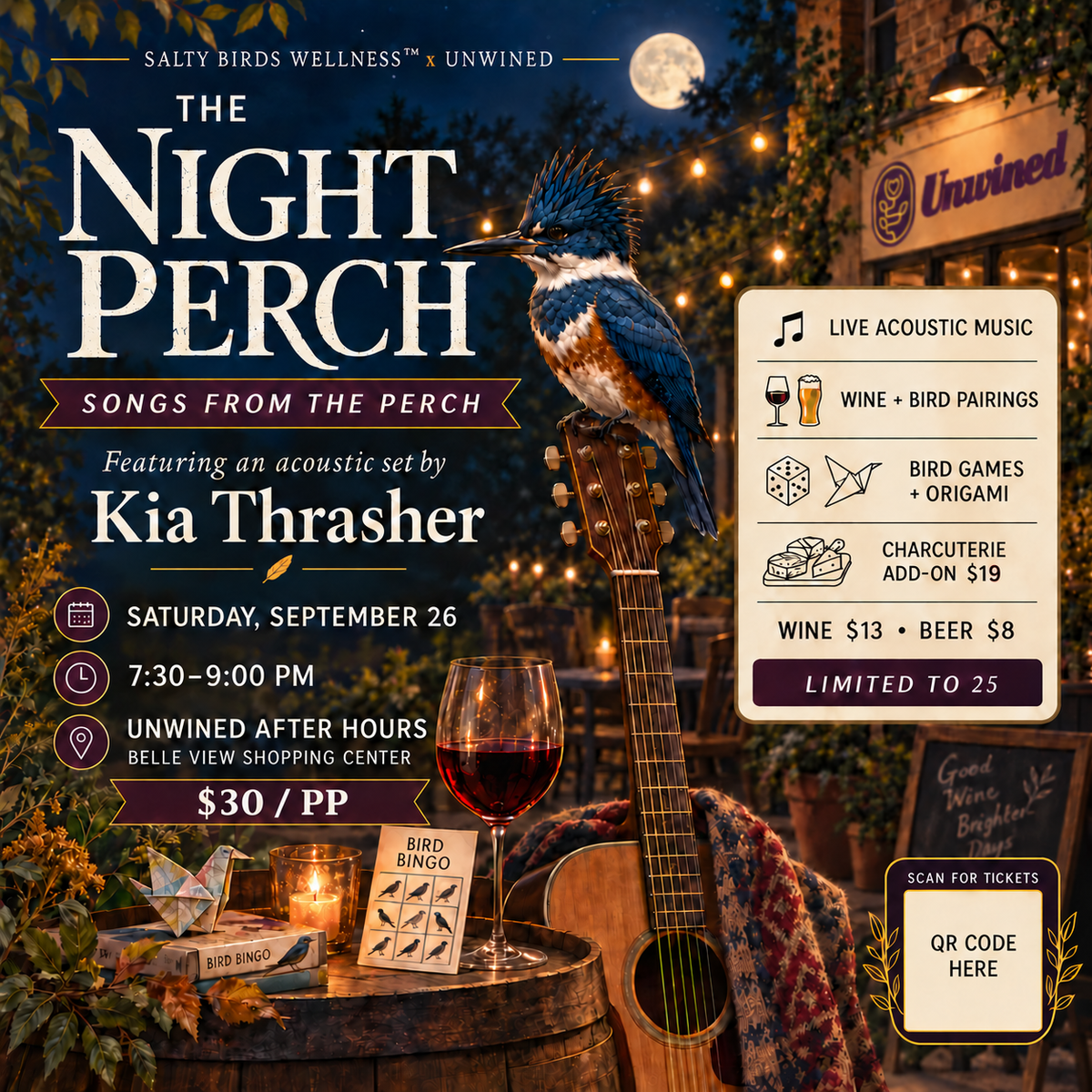 Unwined After Hours: The Night Perch | Sat. 9/26 7:30pm